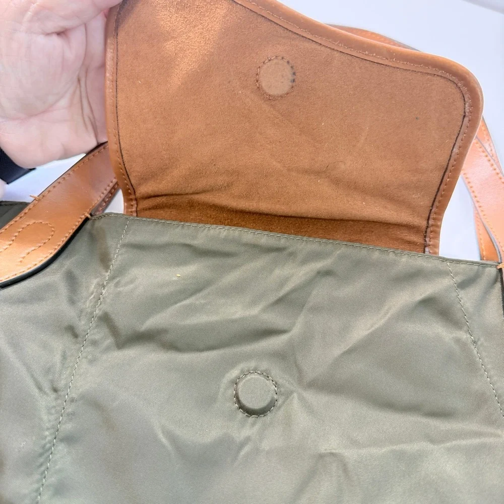 Lauren Ralph Lauren Nylon Leather Tote Shoulder Bag Olive Green RLL Equestrian - Picture 8 of 15